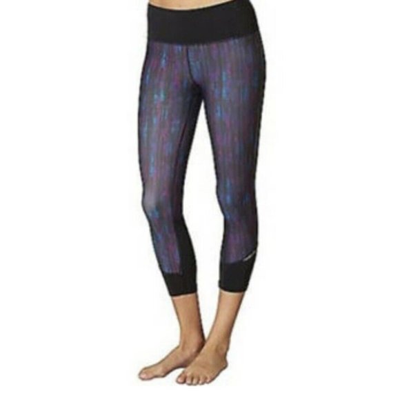 Prana‎ Tatum Capri Leggings Kaleidoscope Purple Black Reflective Cropped Small - Picture 2 of 10